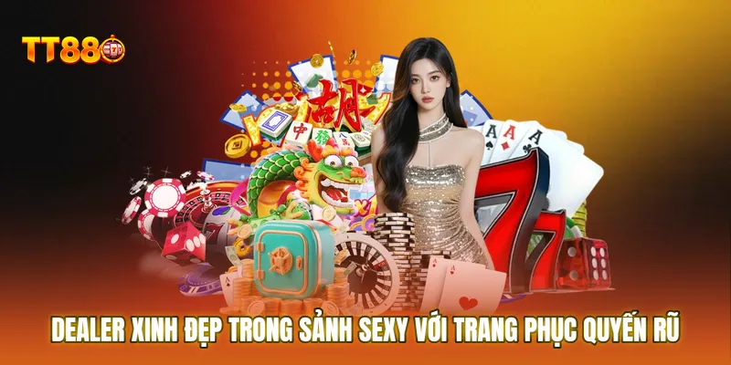 Dealer xinh đẹp trong Sảnh Sexy với trang phục quyến rũ